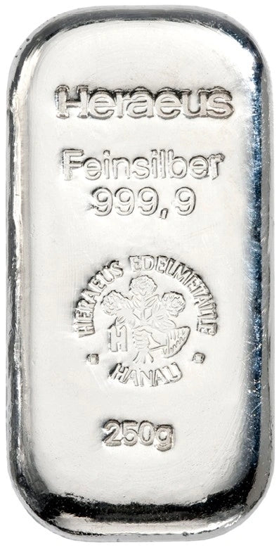 250g Silver Bar Heraeus